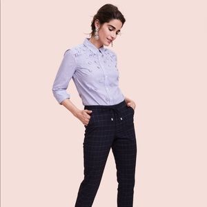 A New Day Striped Button down flower aplique